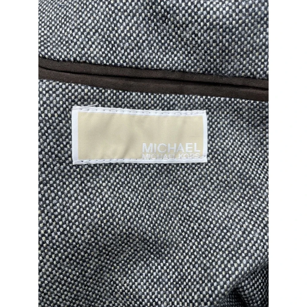 Michael Kors Men's Classic-Fit 100% Lambs Wool Sport Coat Jacket Black Plaid 44L
